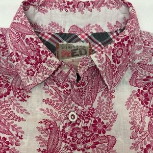 Red Floral Casual Button Down Shirt
